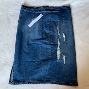 Distressed Denim Pencil Skirt